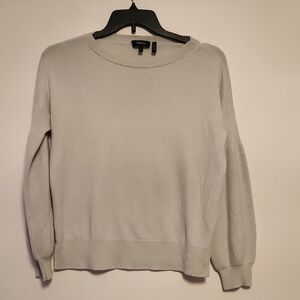 Theory Light Gray Mixed Stitch Boatneck Cashmere Sweater Size L